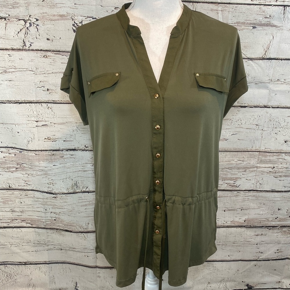 CALVIN KLEIN Olive Green Blouse- Small